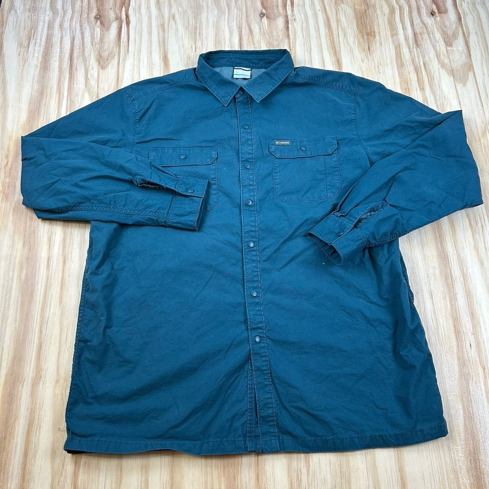 Columbia Men's XLT Tall Blue Teal Lined Shirt Jacket AT6702 Shacket